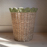 Scallop Woven Basket - Green