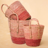 Natural Artisan Home - Pink Ombre Storage Baskets with Handles (3 Sizes)