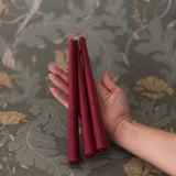 Burgundy Floral Inlaid Candle - Set of 3