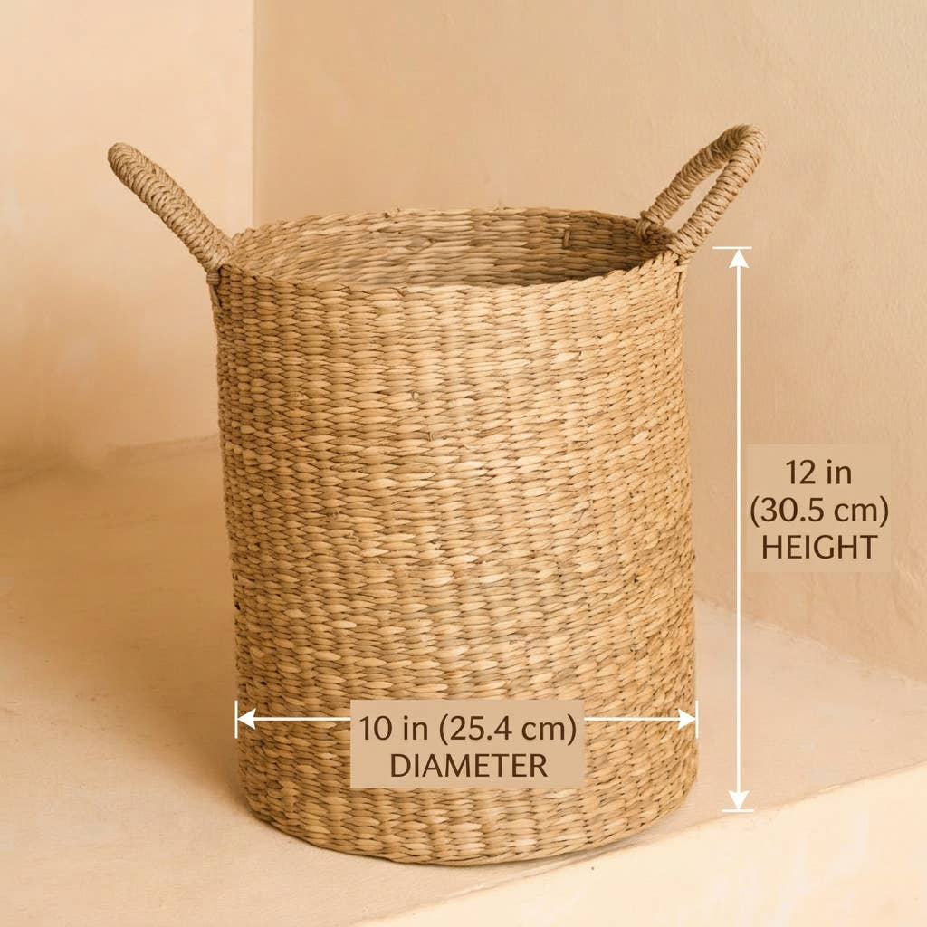 Natural Artisan Home - Classic Seagrass Floor Basket with Handles – 2 Sizes