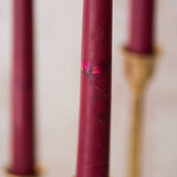 Burgundy Floral Inlaid Candle - Set of 3