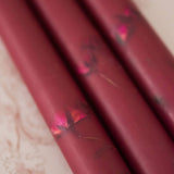 Burgundy Floral Inlaid Candle - Set of 3