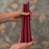 Burgundy Floral Inlaid Candle - Set of 3
