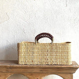REED BASKET WITH LEATHER Handles