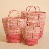 Natural Artisan Home - Pink Ombre Storage Baskets with Handles (3 Sizes)