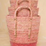 Natural Artisan Home - Pink Ombre Storage Baskets with Handles (3 Sizes)