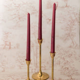 Burgundy Floral Inlaid Candle - Set of 3