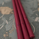 Burgundy Floral Inlaid Candle - Set of 3