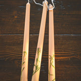 Floral Inlaid Tapered Candles - Set of 3