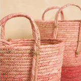 Natural Artisan Home - Pink Ombre Storage Baskets with Handles (3 Sizes)