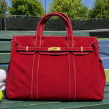 Runway Athletics - Red Canvas Boatkin with Gold Hardware | Large Designer-Inspired Canvas Tote