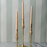 Floral Inlaid Tapered Candles - Set of 3