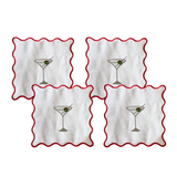 Wavy Edge Cocktail Napkins- Martini set of 4